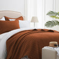 Quilt Set King Brunt Orange, Lightweight Comforter Bedspread Soft Reversible Coverlet King Size for All Season 3Pcs Rust Diamond Quilted Bedding Sets Bed Cover (1 Quilt 2 Pillow Shams)