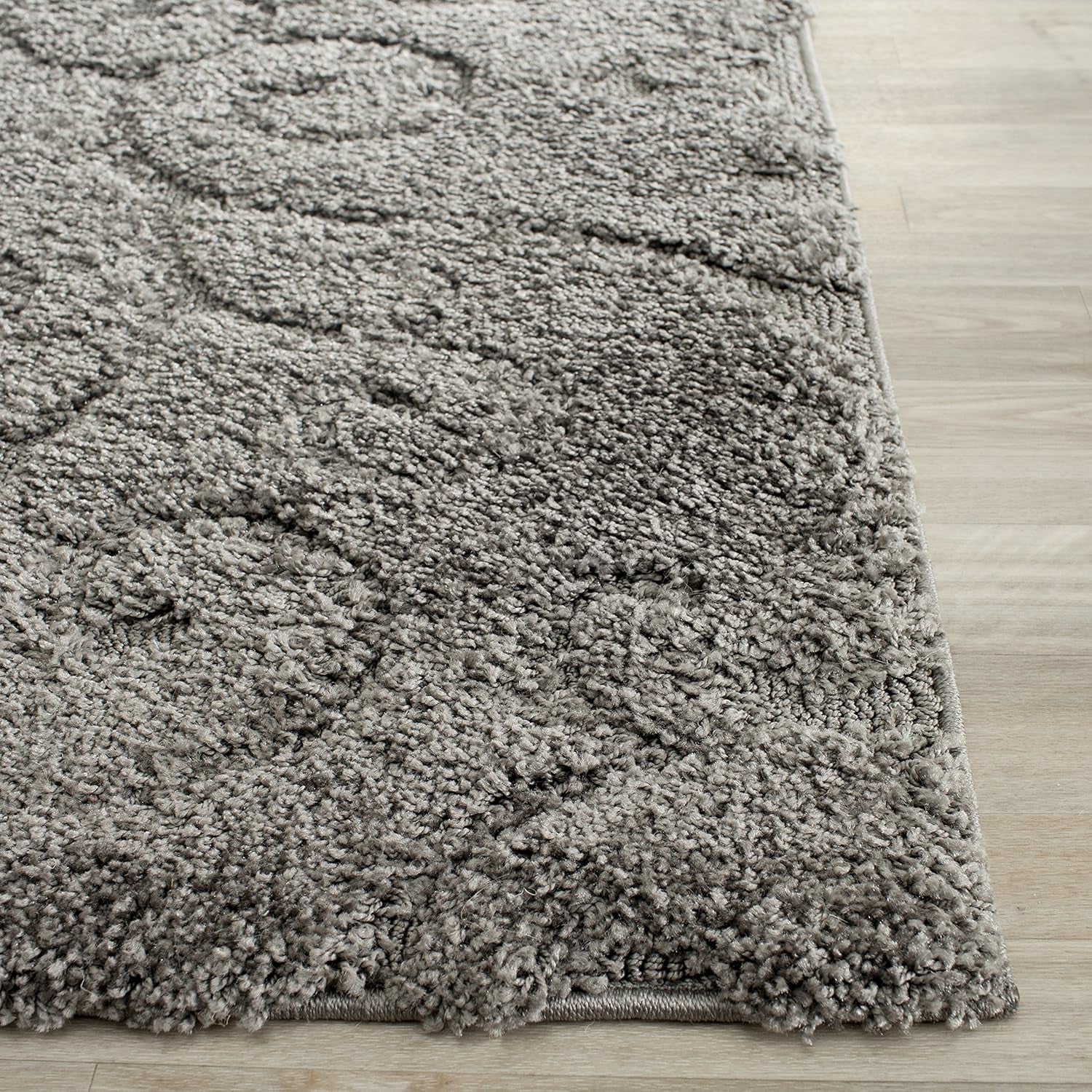 SAFAVIEH Florida Shag Collection Area Rug - 6'7" Square, Grey, Scroll Design, Non-Shedding & Easy to Clean, High-Low Plush Pile, Ideal for Living Room, Bedroom, Dining Space (SG455-8013)