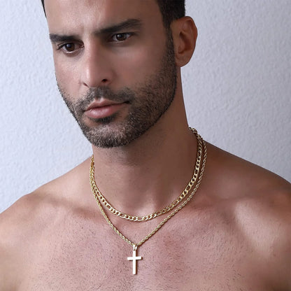 First Communion Graduation Fathers Day Jewelry Gifts for Men Boys Teen Dad Son Silver Cross Necklaces Stainless Steel Cross Pendant Chain Dad Him Kids Catholic Religious Christian Birthday
