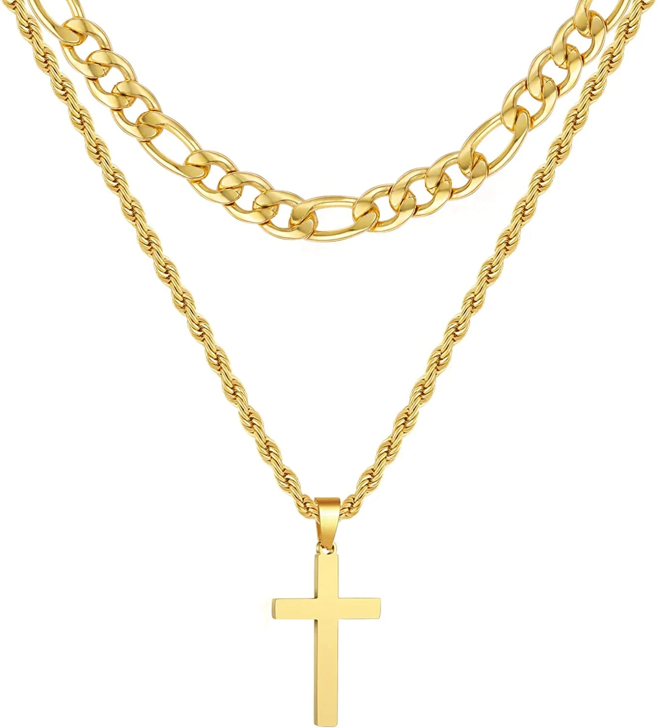 First Communion Graduation Fathers Day Jewelry Gifts for Men Boys Teen Dad Son Silver Cross Necklaces Stainless Steel Cross Pendant Chain Dad Him Kids Catholic Religious Christian Birthday
