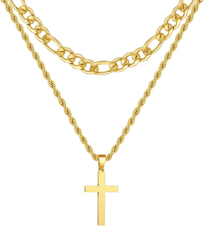 First Communion Graduation Fathers Day Jewelry Gifts for Men Boys Teen Dad Son Silver Cross Necklaces Stainless Steel Cross Pendant Chain Dad Him Kids Catholic Religious Christian Birthday