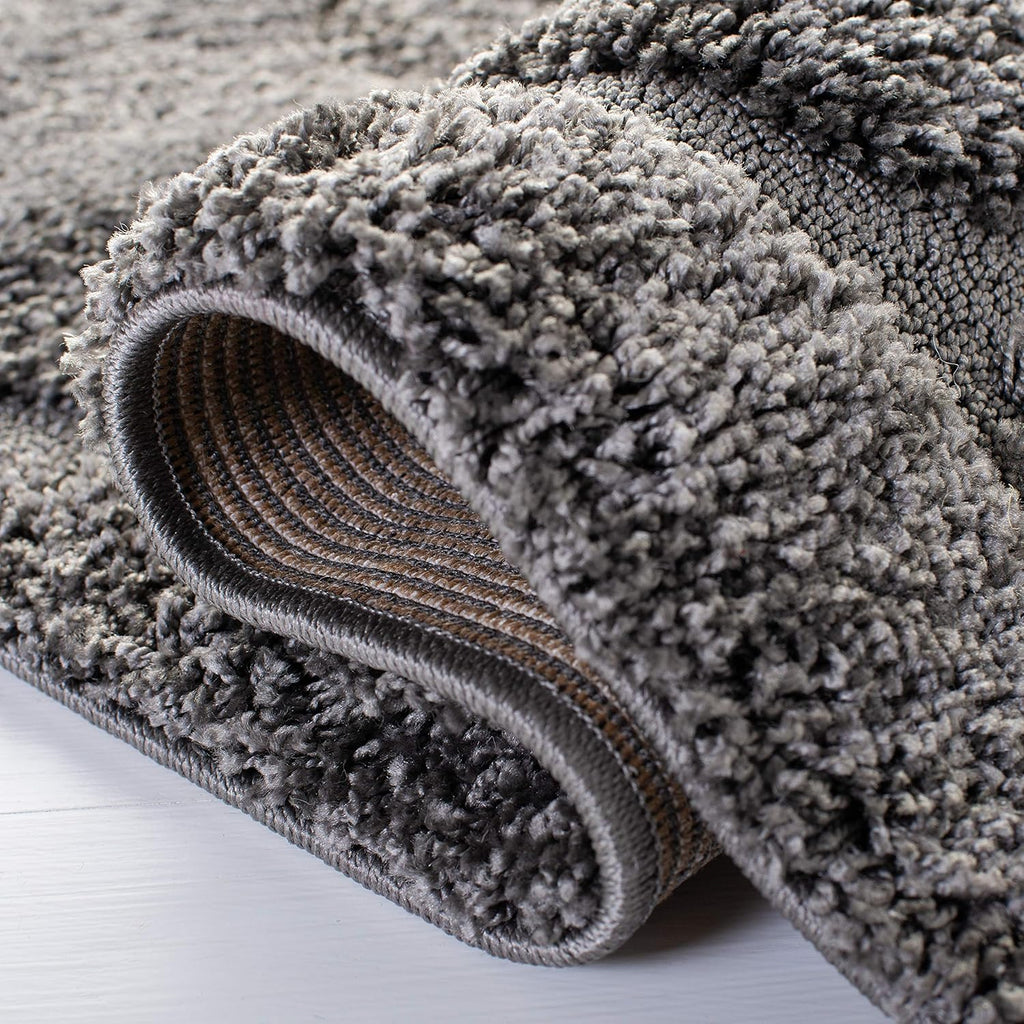 SAFAVIEH Florida Shag Collection Area Rug - 6'7" Square, Grey, Scroll Design, Non-Shedding & Easy to Clean, High-Low Plush Pile, Ideal for Living Room, Bedroom, Dining Space (SG455-8013)